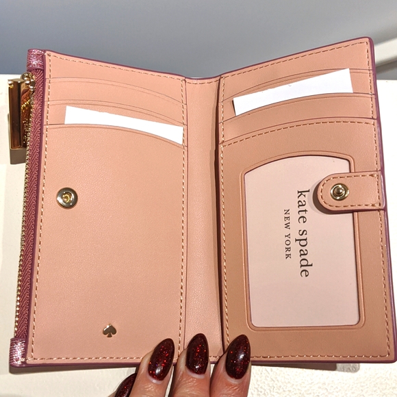 Nwt: Kate Spade sparkly pink bi-fold wallet - Picture 6 of 8